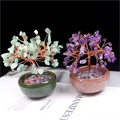 Natural Amethyst Green Aventurine Healing Gemstone Bonsai for Home Decoration Spiritual Gift Money Tree Fengshui Products