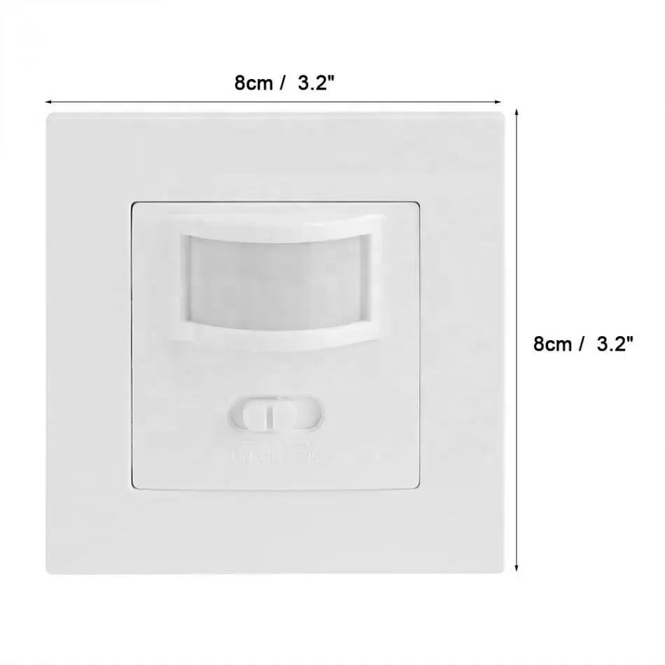 LED Motion Sensor Switch Recessed PIR Infrared Auto ON/Off Wall Switch Control Adjustable Time Delay Switches for Ceiling Lights