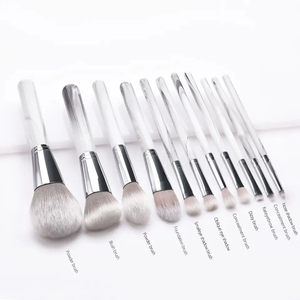 Wholesale OEM/ODM Private Label Wooden Handle Synthetic Hair 11-Piece Durable Professional Makeup Brush Set Face Mascara