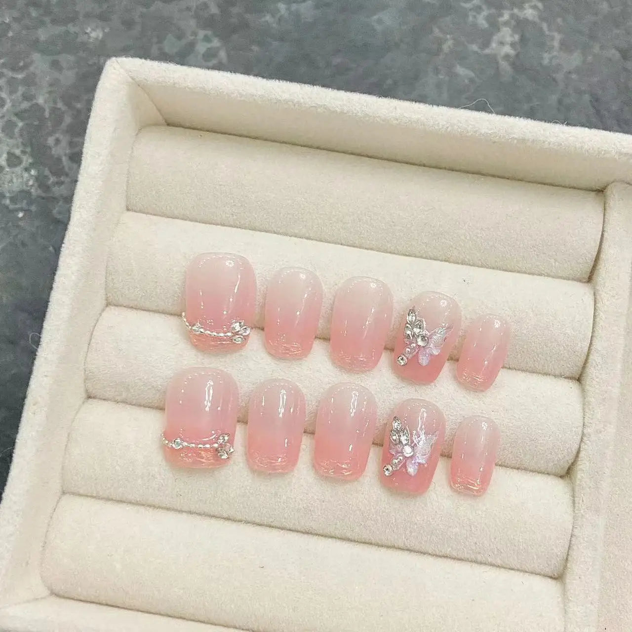 10 Pcs Pink Heart Love Daily Wear Nail Art Cat Eye Acrylic Wholesale Luxury Press on Nails Artificial Handmade Wearing Nail