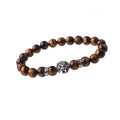 Vintage 8mm Hot Sale Natural Stone Tiger Eye Crystal Beaded Bracelet Lion Head Elastic Bracelet for Men Women Jewelry Party Gift