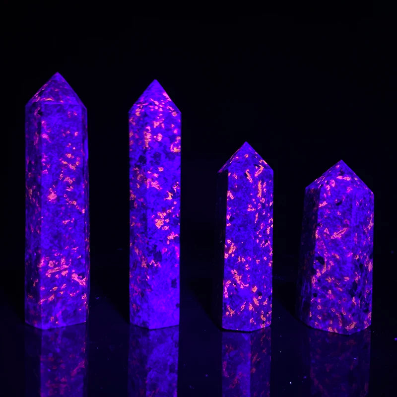 Natural Mineral Crystals Healing Stone Wand Quartz Tower Orange Yooperlite  Point for Home Decor