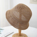 Japanese Style Simple Hollow Knitted Bucket Hat Summer Outdoor Beach Travel Bucket Hat
