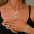 Women's 3-Piece Rhinestone Wedding Dress Accessories Set Includes Necklace Bracelet Earring-Fashion Jewelry