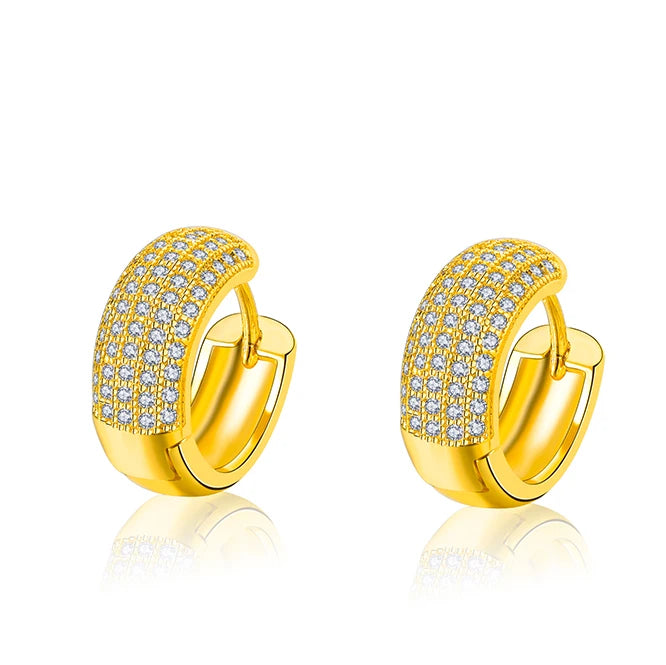 Wholesale Top Fashion Gold Circle Dubai 18k Gold Plated Earrings Zircon Jewelry for Women