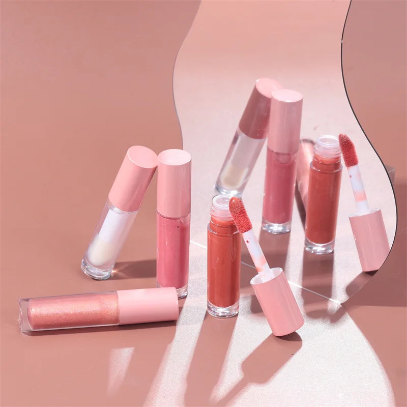 TY07 Best Quality  Cruelty Free Private Label Luxury Custom Logo Diamond Tube Shinny Glossy Moisturizing Nude Clear Lip Gloss