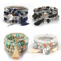 Fashion Brand Jewelry Designer Unisex Beaded Bracelet Stone Handmade Boho Tassels Heart Rope Braceletset