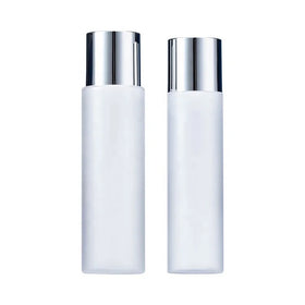 100ml 150ml 200ml Plastic Toner Bottle Frosted Flat Shoulder Empty Cosmetic Container Silver Screw Cap Essential Oil Plug Bottle