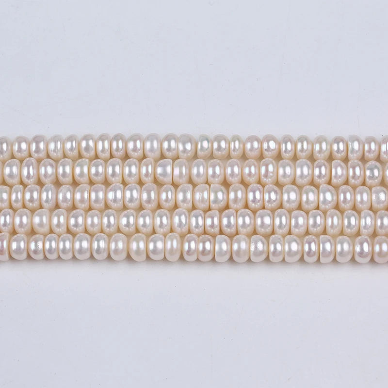 Zhuji Wholesale 7-8mm Natural White Freshwater Pearls Button Shape Loose for Jewelry Making