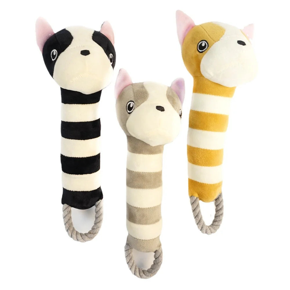 Factory Direct Sale Plush Cotton Rope Animal Shape Bite Resistant Three Color Optional Dog Toy