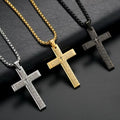 Wholesale Waterproof Silver 18K Gold Plated Stainless Steel Men Hip Hop Cross Pendant Necklace Jewelry