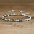 Minimalist Stone Bracelet for Women Girls Natural Gemstone Tree Agate Handmade Adjustable Yoga Healing Bracelet
