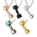 Dumbbell Barbell Pendant Five Colors Fashion Punk Jewelry Wholesale Titanium Stainless Steel Necklace for Men