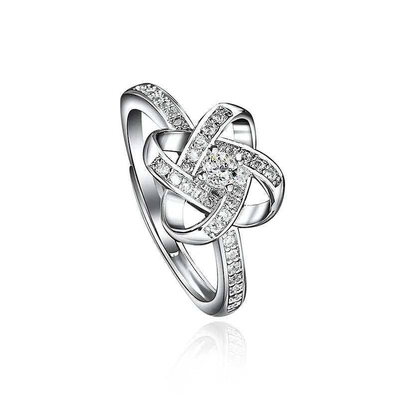 Anillo De Bodas Platinum Plated Full Zircon Ring Open Adjustable Wedding Band Shiny Wedding Band Simple Finger Rings Jewelry