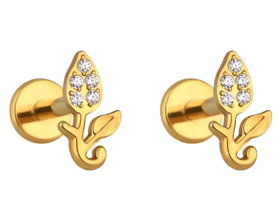 Milskye Cute Jewelry Set for Women Shiny Wedding Fashion Fine Jewelry for Women 925 Silver 18k Gold Tulip Flower Stud Earrings