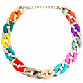 Personality Metallic Jewelry Accessories Acrylic Resin Necklace Colorful Hip Hop Punk 1 Piece Plastic Chains Round 1pc/opp Bag /