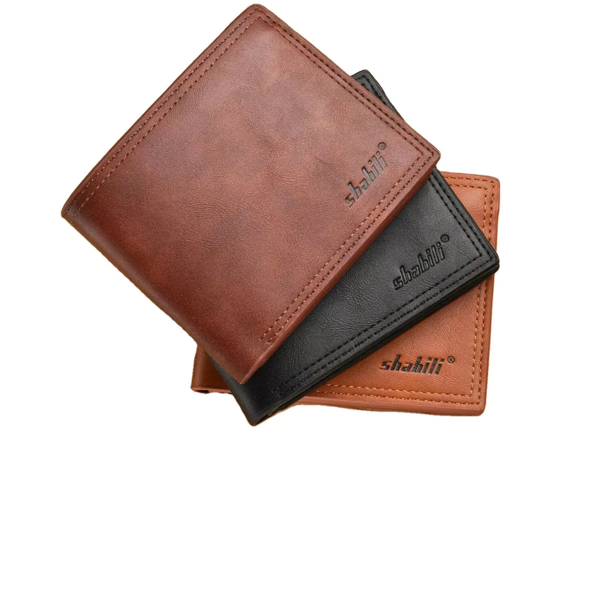 2024 New Design Thin Wallet Men's Wholesale Pu Leather Snap Button Short Wallet