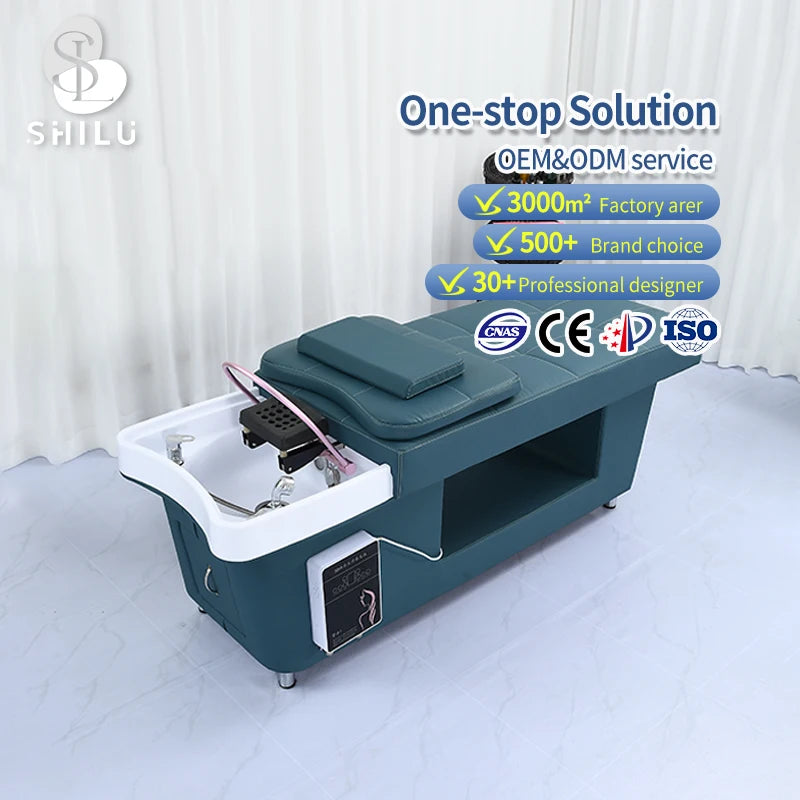 Modern Design Thai Massage Salon Waterproof Eco-Friendly Hair Wash Basin Bed TX6 Synthetic Leather Nursing Shampoo Table for