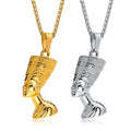 Wholesale Women's Africa Gold Amulet Nefertiti Egyptian Queen Pendant Necklace Stainless Steel Link Chain Gift Party
