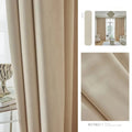 Irini Insulated Blackout Beige Polyester Cotton Curtains Flame Retardant Soundproof Customizable Grommet Top Modern Floral