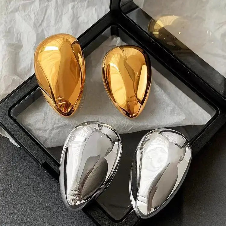 2024 Hot Laminated Gold Plated Polish Big Size Drop Tear Shaped Earrings for Women