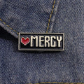 Red Heart Mercy Enamel Pins Gothic Black Brooches Clothing Collar Lapel Badge Metal Backpack Jewelry Accessories Gift for Friend