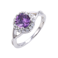 Abiding Wholesale Stamped Ring Silver Modern Gemstone Amethyst Halo Ring Princess Wedding Jewellery for Woman