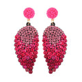 2022 New Leaf Shape Luxury Crystal Earrings for Women Korean Fashion Women Pink Leaves Rhinestone Crystal Summer Earrings Gifts