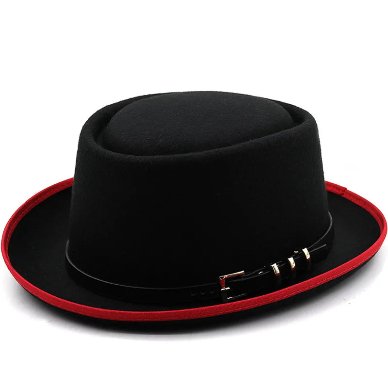 Vintage Fedora Firm Felt Panama Rancher Hat Classic for Men Women Wide Brim with leather belt custom hats men