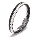 Men's Summer Charm Braided Leather Hand Jewelry Multicolor Pattern Alloy Hidden Buckle Ladies Bracelet