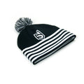 Wholesale Unisex Black and White Stripes Acrylic Winter Comfortable Jacquard Knitted Cuffed Beanie Hat With Custom Logo