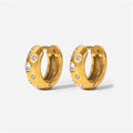 SP Fine Jewelry Luxury White Zircon Stainless Steel for Woman Non Tarnish 18K Gold Hoop Earring