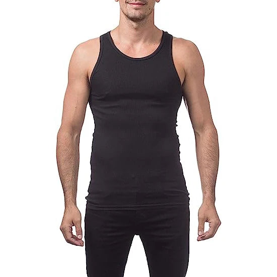 Wholesale Hot Sales Ribbed Breathable Muscle Fit Stringer Blank Fitness Tank Top for Men 100% Polyester O-Neck Woven
