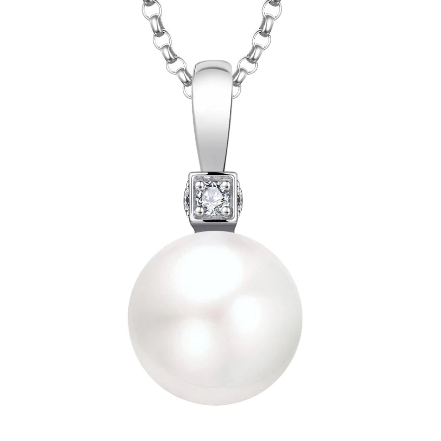 YILUN AAAAA Grade Faux Pearl Pendant Necklace 925 Silver Rhodium Plated Luxury Jewelry for Women