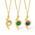 HipHop Jewelry Snake Pendant Green Zircon Gold Plated Stainless Steel Crystal Bracelet Wedding Gift Party