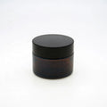 50ml Brown Cylinder Glass Cream Jars with Black Aluminum Cap Premium Quality Glass Bottles