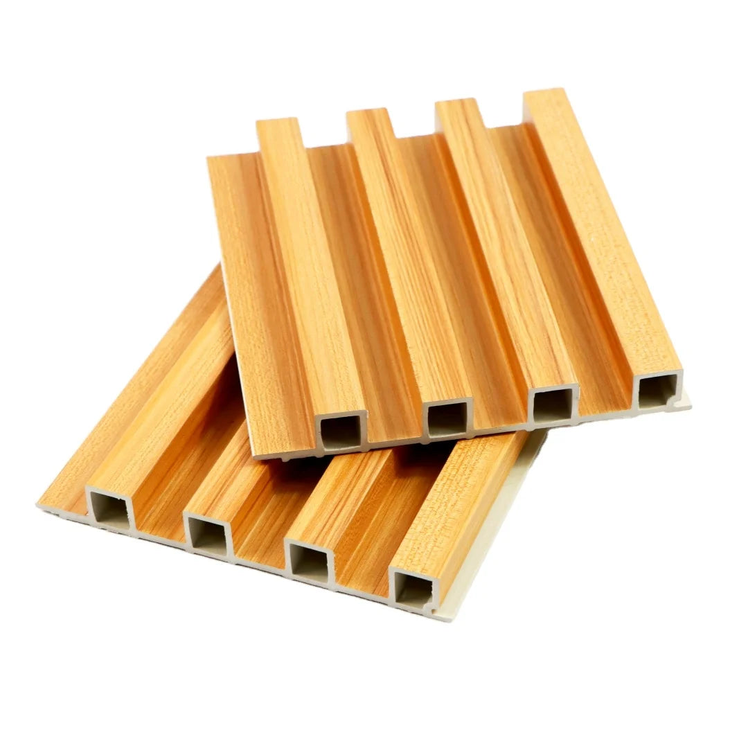 PVC WPC Wall Panel Wooden Grain Fluted Panel For Decoration