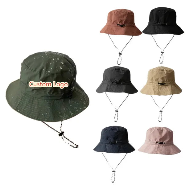 Best Seller Custom Logo Women Waterproof Bucket Hat Fashion Daily Sports Plain Embroidery Printed Logo 100% Nylon Bucket Hat