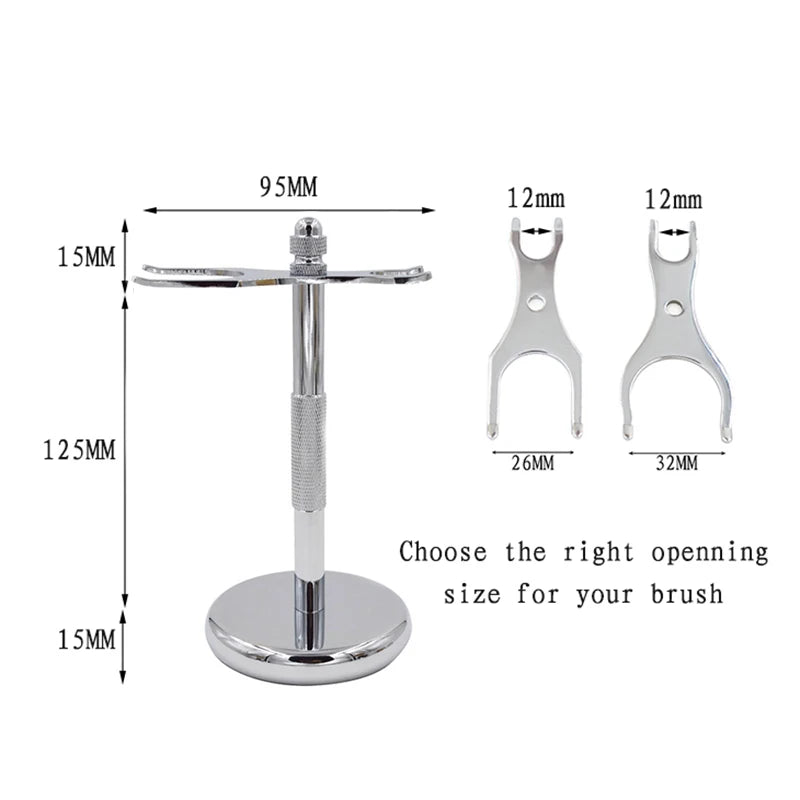 Dishi Shave Stand  Chrome Plated Metal Stand for Shaving Brush and Shave DE Safety razor Silver Holder