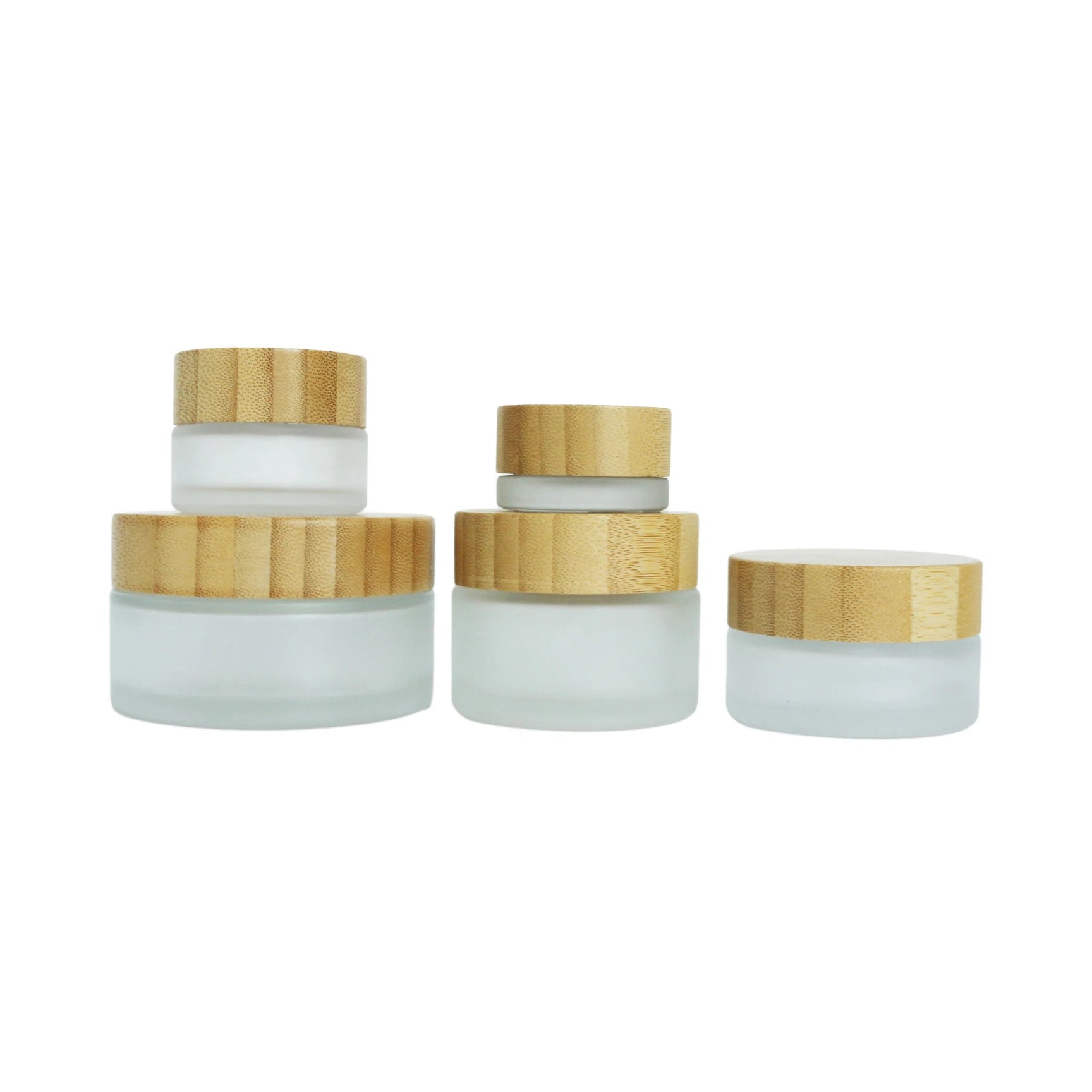 Empty Wholesale 30ml 30g 1oz Frosted clear Transparent Cosmetic Cream Candle Jar Glass with Bamboo Wooden Lid