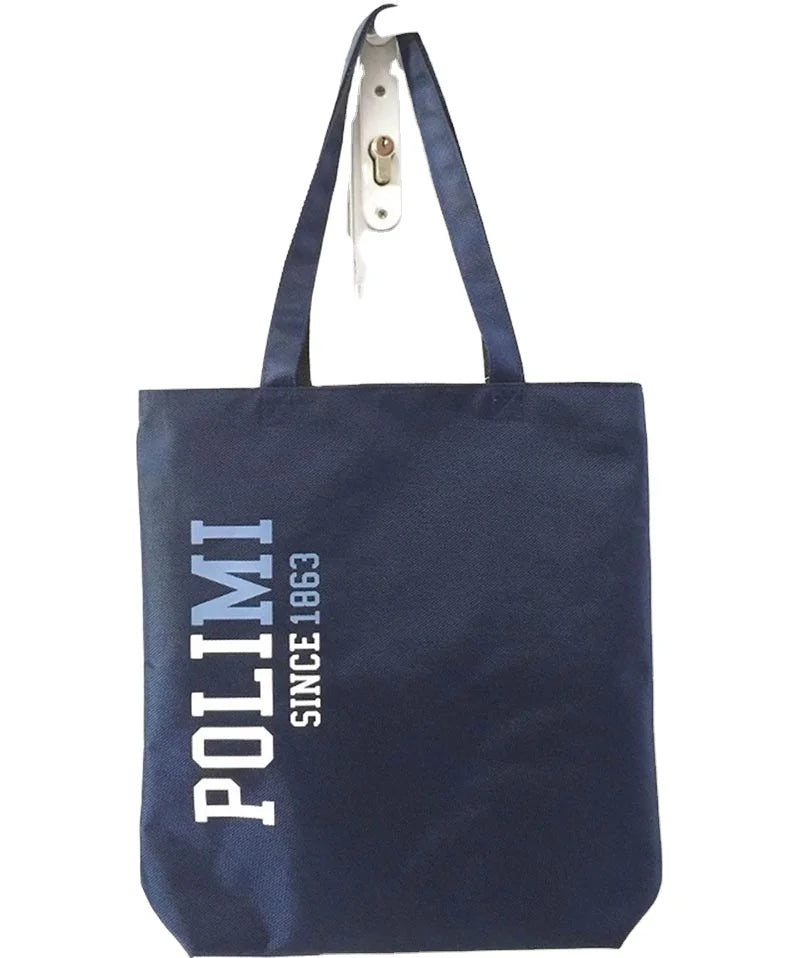 2026 Newest Custom Promotional Folding Letter Pattern Polyester Zipper Shopping Tote Bag Handbag