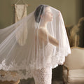 ShangHai New Wedding Veil Exquisite Water Soluble Lace Double Layer Comb Hair Photo Studio Bride