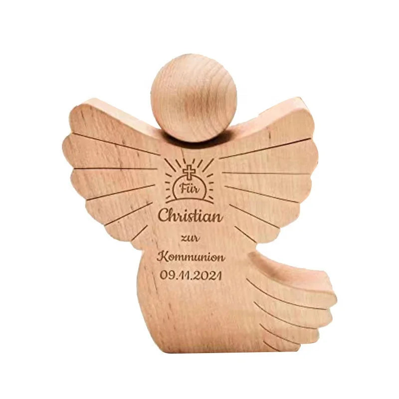 Gifts Wooden Angel With Engraving Communion Boys Angel for Christening Money Gifts for Christening Wooden Baptism Gifts