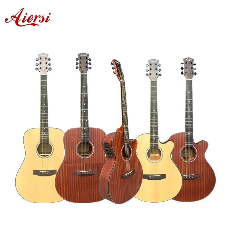 Wholesale Factory Price Aiersi Brand 40 or 41 Inch OM Dreadnought Style Steel String Acoustic Guitar Folk Musical Instrument