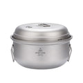 Portable Cookware Steamer Pot Camping Cookware Outdoor Picnic Hiking Mess Kit 2.1L Titanium Pot with Steamer