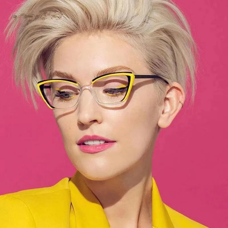 Custom Logo Trendy TR90 Computer Eyeglasses Transparent Eyewear Colorful Blue Light Blocking Glasses Women