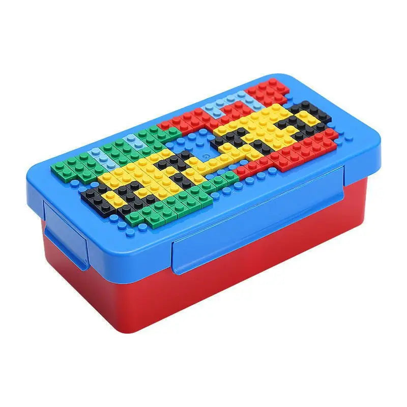DIY Funny and Creative Building Block Bento Portable Lunch Box Set Plastic Bpa Free  Food Box Container for Kids
