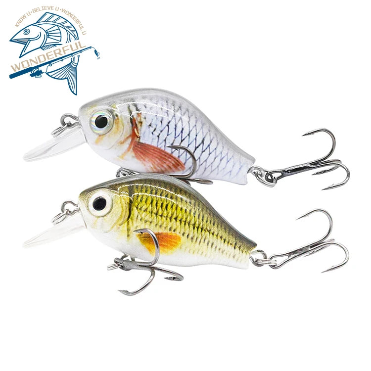 45mm 6.5g ABS Material Two Colors Artificial Sinking Vibration Wobbler Crankbait Fishing Lure