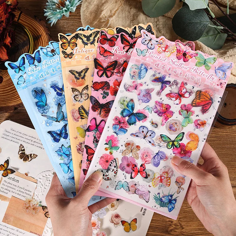 Vintage Cute butterfly Kite Garden Handbook Sticker Creative DIY Handbook Decoration Sticker Material