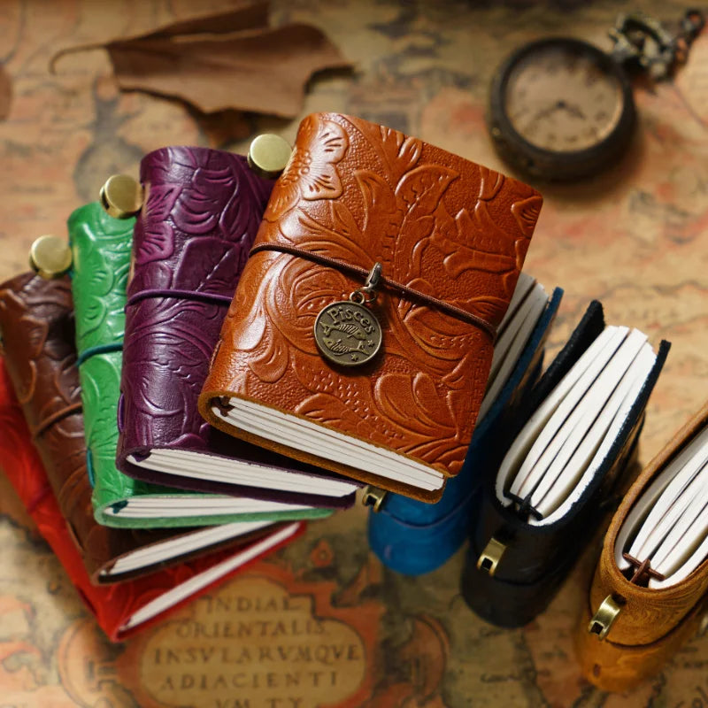 Mini Hand Ledger Cute Small Leather Notebook Portable Exquisite Gifts Diary Book for Friend